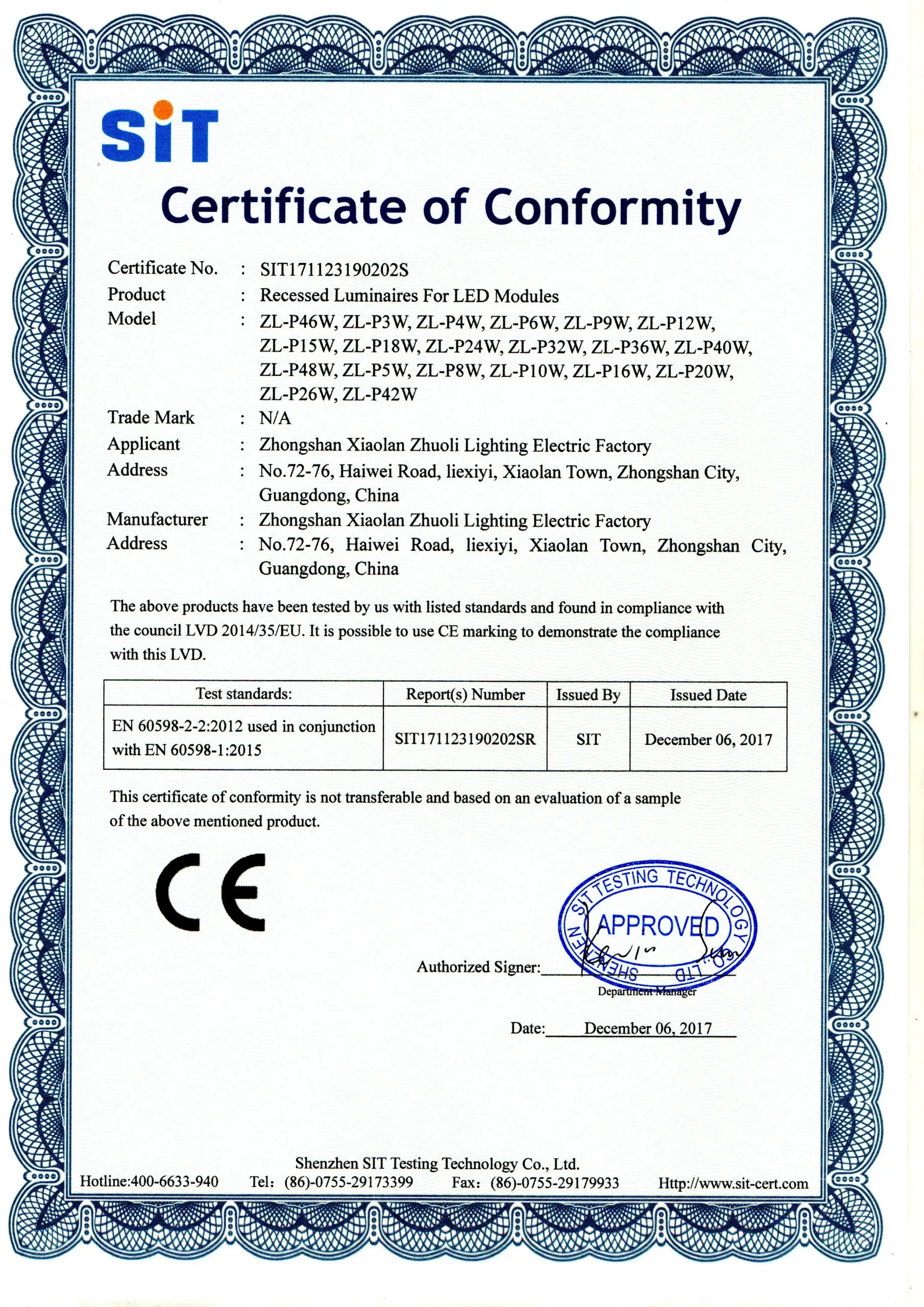 CE-LVD Certification of Panel Light Extreme Sports Bike